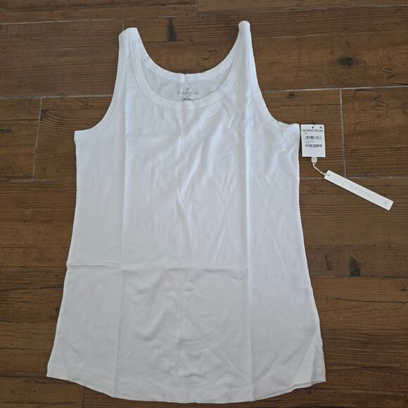 New nordstrom White cotton sleeveless tank top size XL - Picture 2 of 3